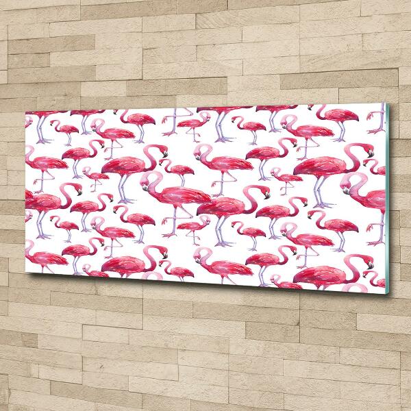 Cuadro de cristal templado moderno horizontal Flamencos