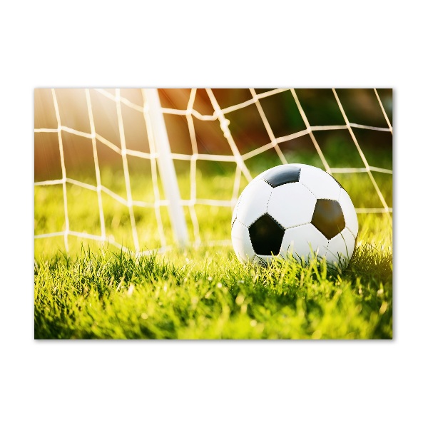 Cuadro de cristal templado moderno horizontal El balón está en la portería.