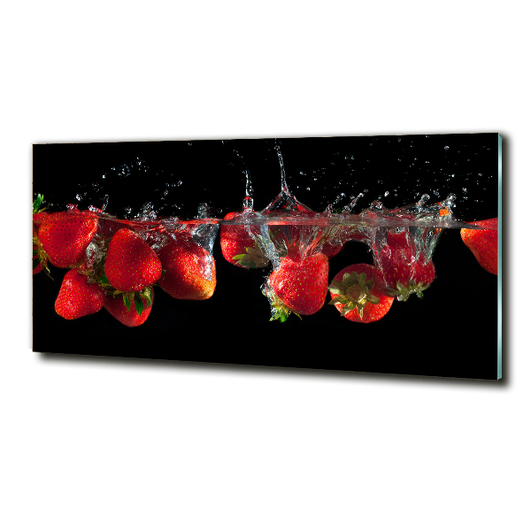 Impresión en cristal con acabado brillante horizontal Fresas bajo el agua
