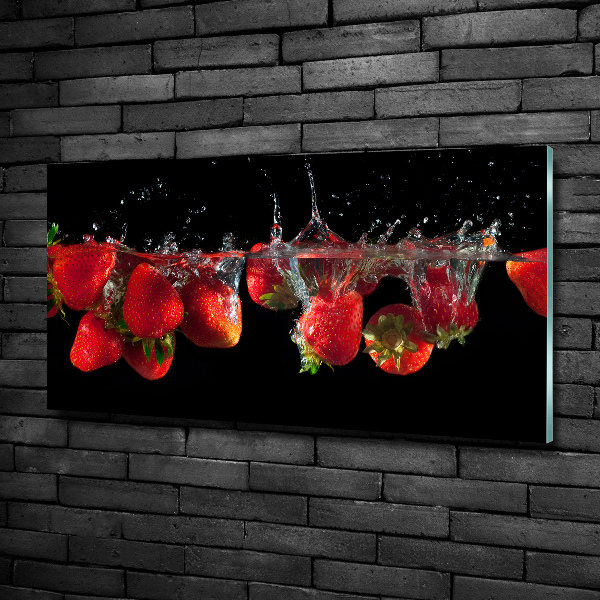 Impresión en cristal con acabado brillante horizontal Fresas bajo el agua