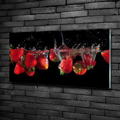 Impresión en cristal con acabado brillante horizontal Fresas bajo el agua