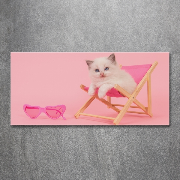 Foto en cristal de alta calidad con impresión uv horizontal Gato en una tumbona