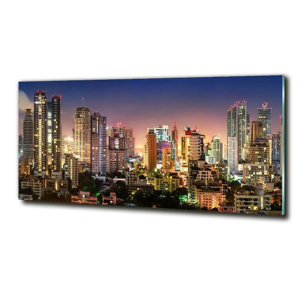 Cuadro decorativo de vidrio para salón horizontal Bangkok de noche