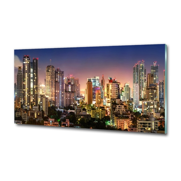 Cuadro decorativo de vidrio para salón horizontal Bangkok de noche