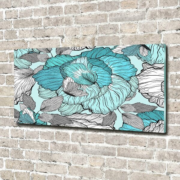 Impresión en cristal con acabado brillante horizontal Patrón floral