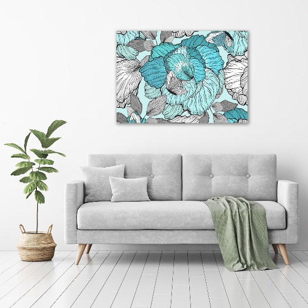 Impresión en cristal con acabado brillante horizontal Patrón floral