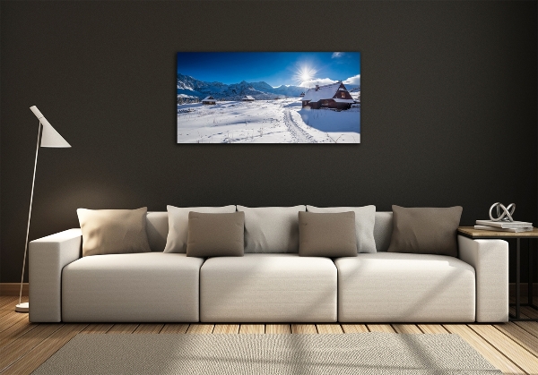 Cuadro decorativo de vidrio para salón horizontal Pastos de los montes Tatra