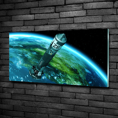 Cuadro de cristal templado moderno horizontal misil nuclear