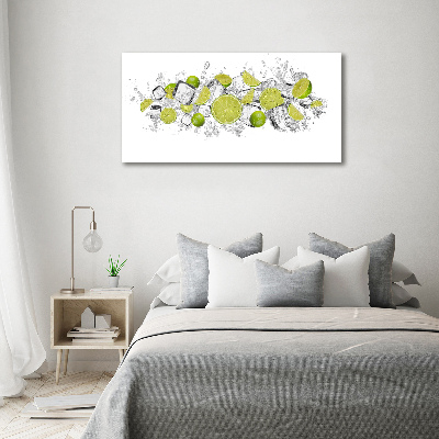 Cuadro decorativo de vidrio para salón horizontal Cubitos de hielo de lima