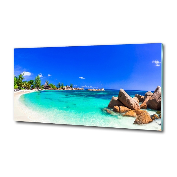Foto en cristal de alta calidad con impresión uv horizontal Playa de Seychelles
