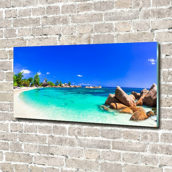 Foto en cristal de alta calidad con impresión uv horizontal Playa de Seychelles