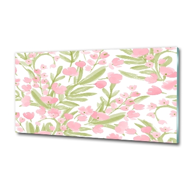 Cuadro de cristal templado moderno horizontal Patrón floral