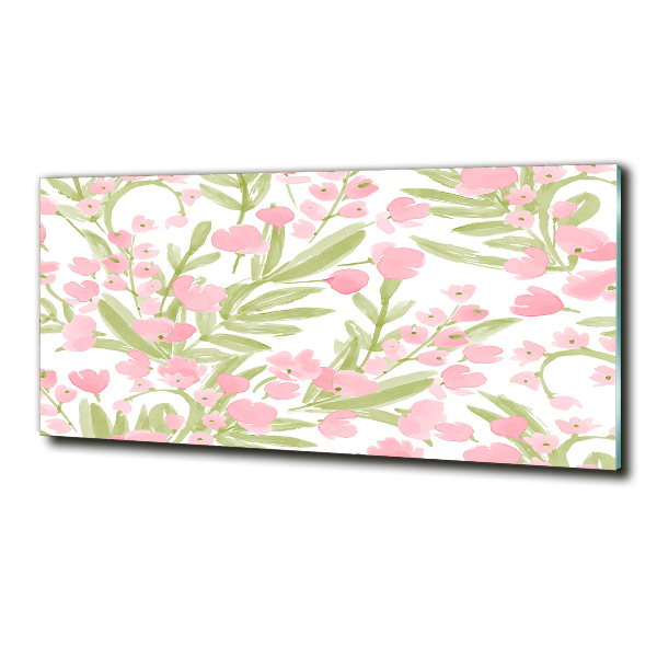 Cuadro de cristal templado moderno horizontal Patrón floral