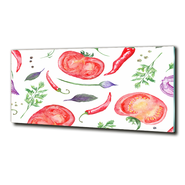 Cuadro de cristal templado moderno horizontal Tomate y especias