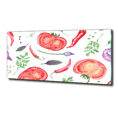 Cuadro de cristal templado moderno horizontal Tomate y especias