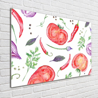 Cuadro de cristal templado moderno horizontal Tomate y especias