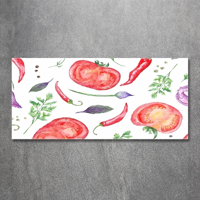 Cuadro de cristal templado moderno horizontal Tomate y especias