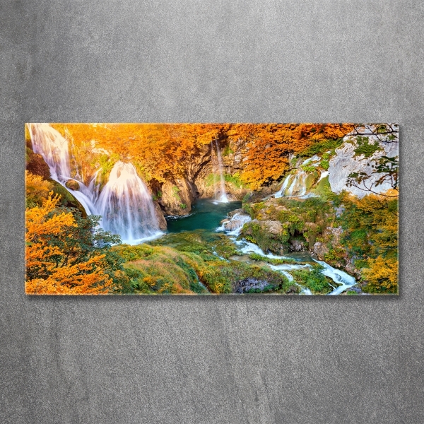 Cuadro de cristal templado moderno horizontal Cascada en otoño