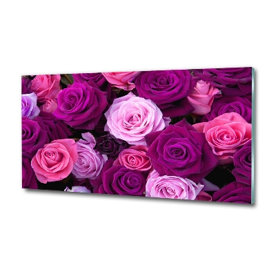 Cuadro decorativo de vidrio para salón horizontal Rosas