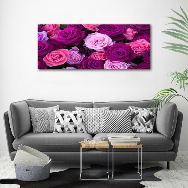 Cuadro decorativo de vidrio para salón horizontal Rosas