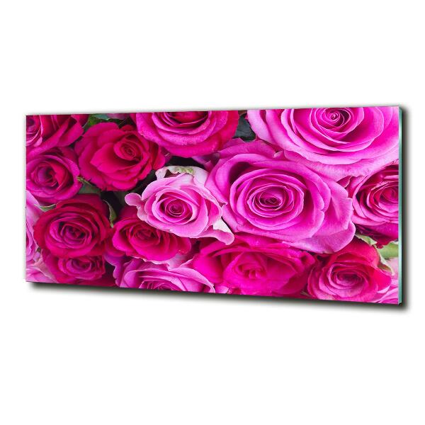 Foto en cristal de alta calidad con impresión uv horizontal Ramo de rosas rosadas