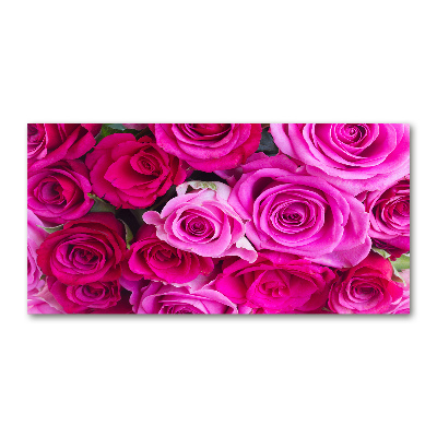 Foto en cristal de alta calidad con impresión uv horizontal Ramo de rosas rosadas