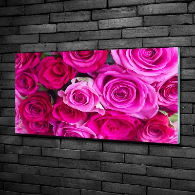 Foto en cristal de alta calidad con impresión uv horizontal Ramo de rosas rosadas