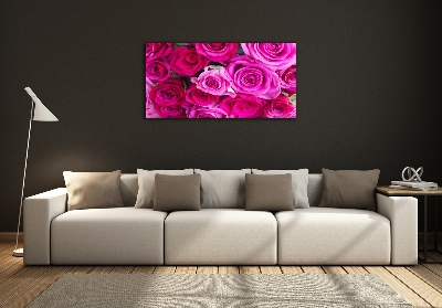 Foto en cristal de alta calidad con impresión uv horizontal Ramo de rosas rosadas