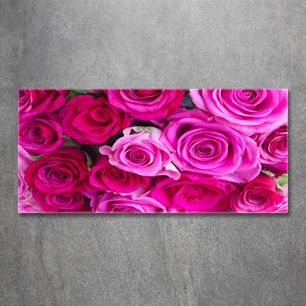 Foto en cristal de alta calidad con impresión uv horizontal Ramo de rosas rosadas