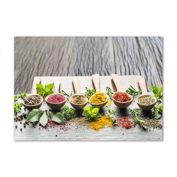 Impresión en cristal con acabado brillante horizontal Especias de colores