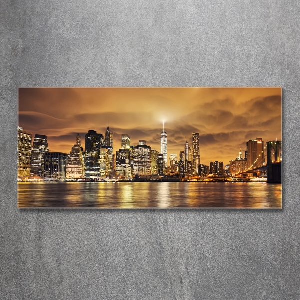 Cuadro decorativo de vidrio para salón horizontal Manhattan Nueva York