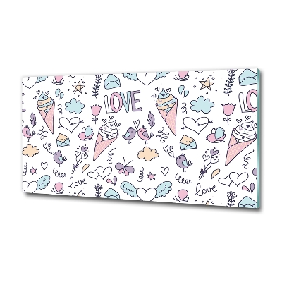 Cuadro decorativo de vidrio para salón horizontal Patrón romántico