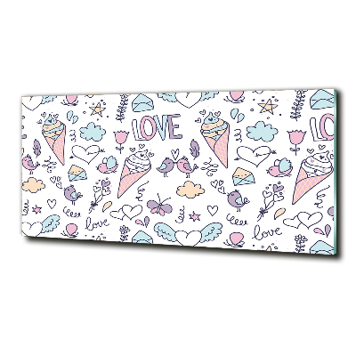 Cuadro decorativo de vidrio para salón horizontal Patrón romántico