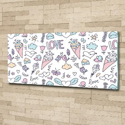 Cuadro decorativo de vidrio para salón horizontal Patrón romántico