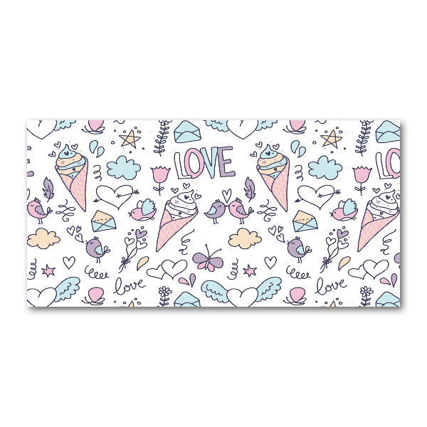 Cuadro decorativo de vidrio para salón horizontal Patrón romántico