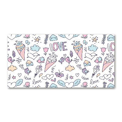 Cuadro decorativo de vidrio para salón horizontal Patrón romántico