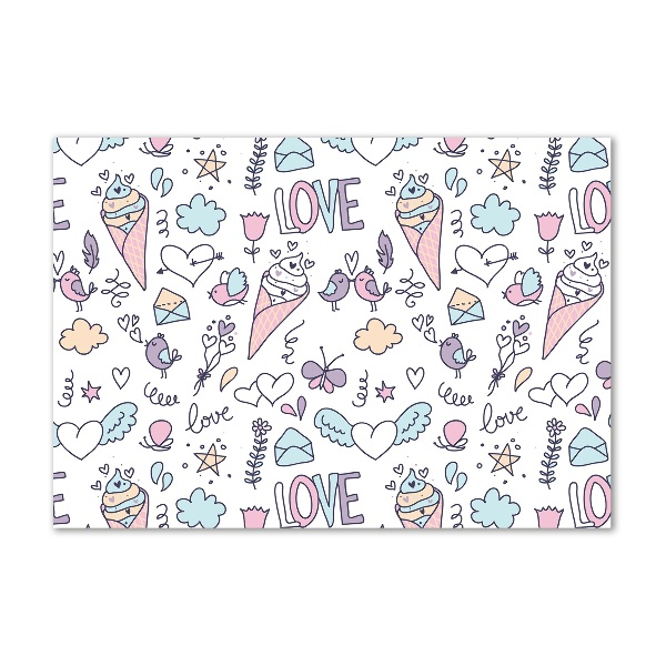 Cuadro decorativo de vidrio para salón horizontal Patrón romántico