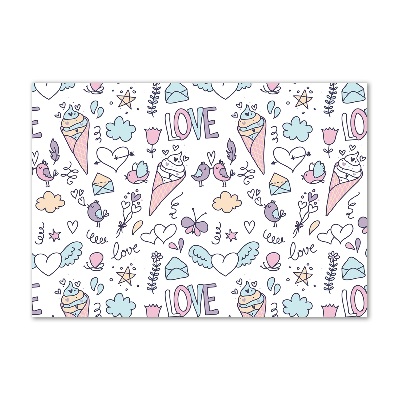 Cuadro decorativo de vidrio para salón horizontal Patrón romántico