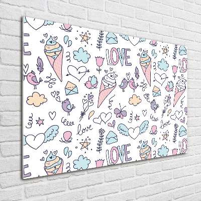 Cuadro decorativo de vidrio para salón horizontal Patrón romántico