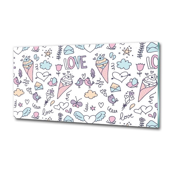 Cuadro decorativo de vidrio para salón horizontal Patrón romántico