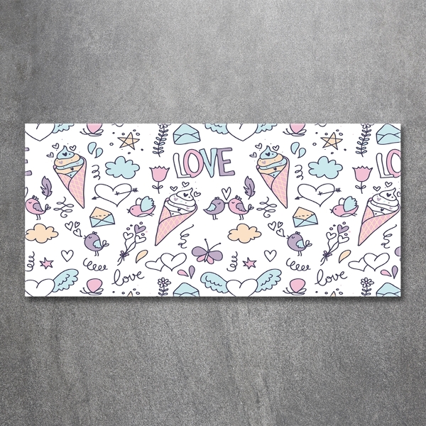 Cuadro decorativo de vidrio para salón horizontal Patrón romántico