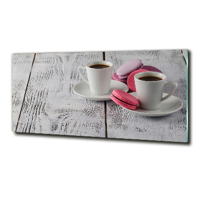 Cuadro decorativo de vidrio para salón horizontal Café y galletas