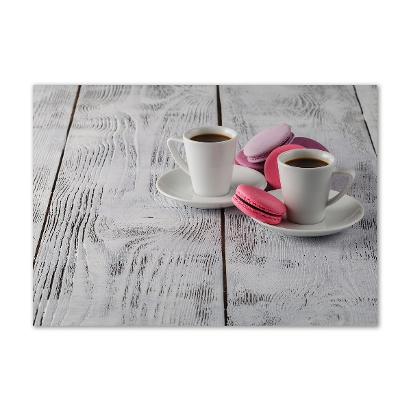 Cuadro decorativo de vidrio para salón horizontal Café y galletas