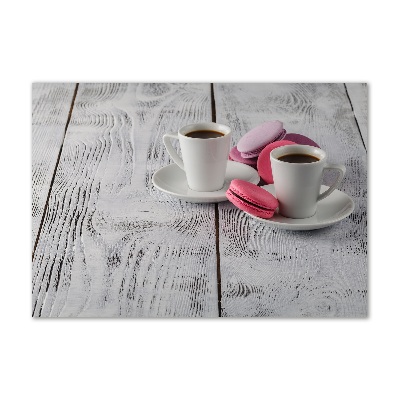 Cuadro decorativo de vidrio para salón horizontal Café y galletas