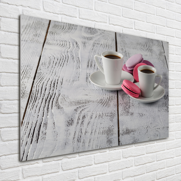 Cuadro decorativo de vidrio para salón horizontal Café y galletas