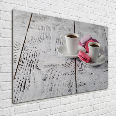 Cuadro decorativo de vidrio para salón horizontal Café y galletas