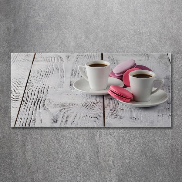 Cuadro decorativo de vidrio para salón horizontal Café y galletas