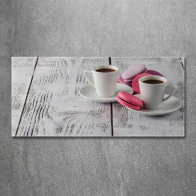 Cuadro decorativo de vidrio para salón horizontal Café y galletas