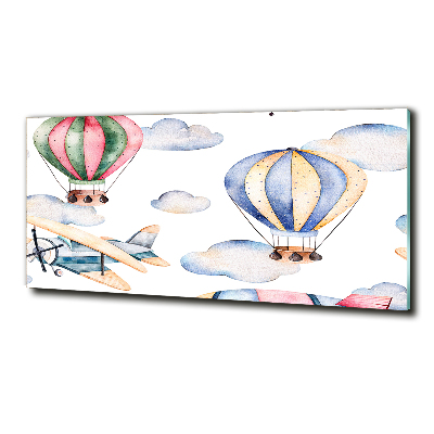 Cuadro de cristal templado moderno horizontal Aviones y globos