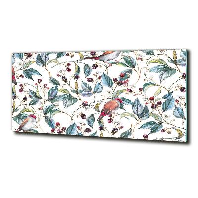 Cuadro de cristal templado moderno horizontal Mora y pájaros